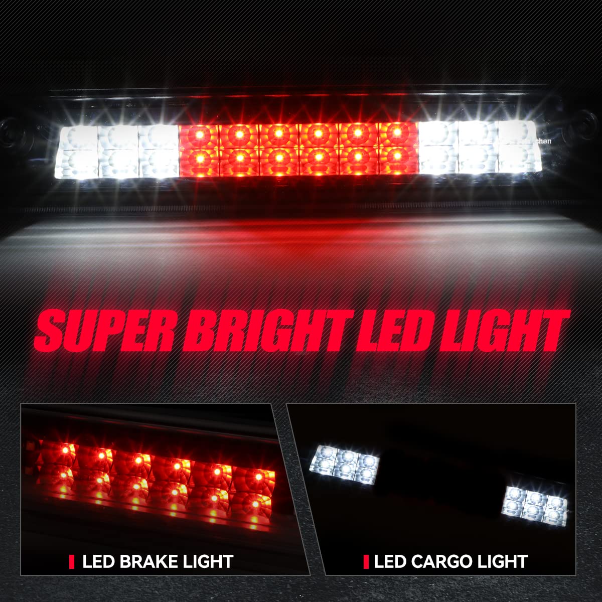 Auto Dynasty Dual Rows Led Black Housing High Mount 3Rd Third Brake Light Cargo Lamp Compatible With Chevy Colorado/Gmc Canyon 15-18