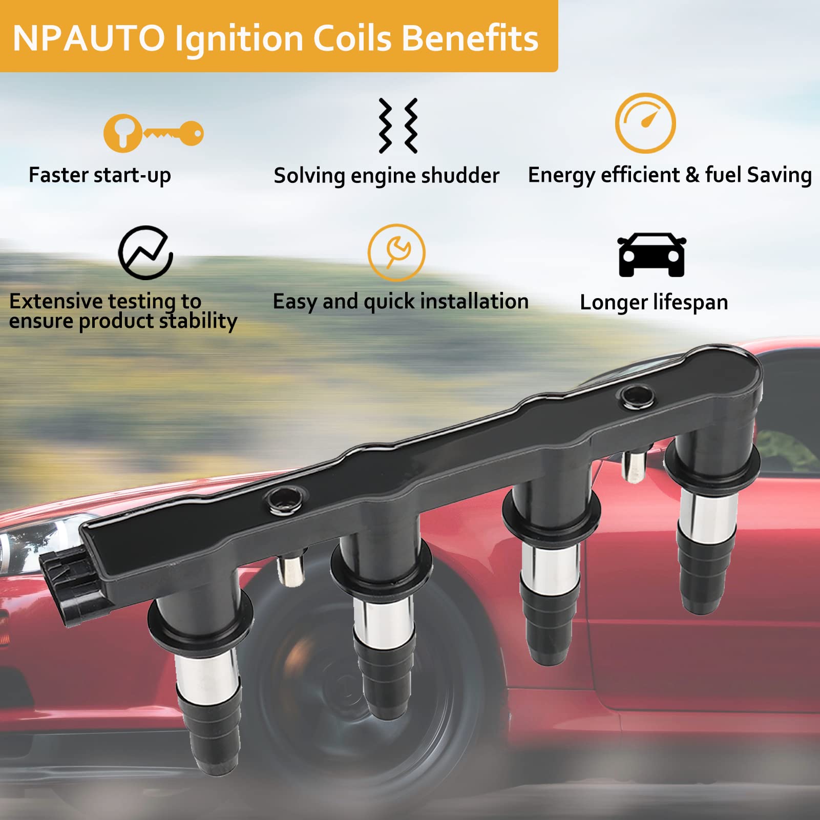Ignition Coil Pack Replacement For L4 1.6 1.8 Chevy Cruze Aveo 5 Aveo5 Sonic Pontiac G3 2007 2008 2009 2010 2011 2012 2013 2014 2015 1.6L 1.8L, Uf620 C1646