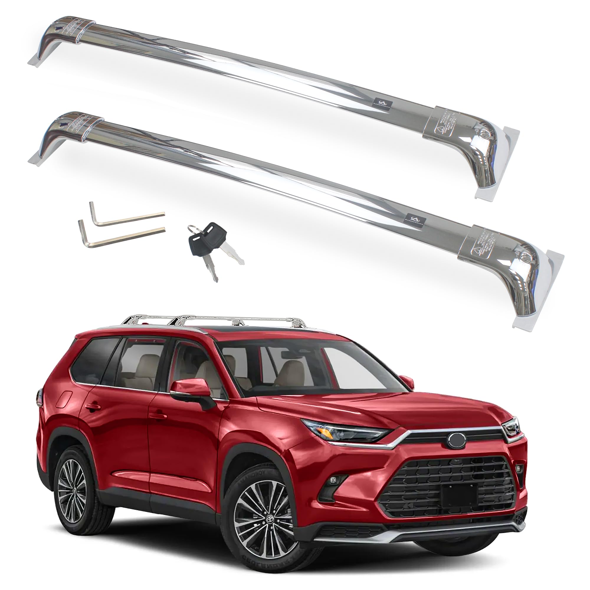 Autekcomma Heavy Duty Chrome Finishing Upgraded Roof Rack Crossbar Compatible For Grand Highlander 2024 All Grades.Max 260Lb Loa