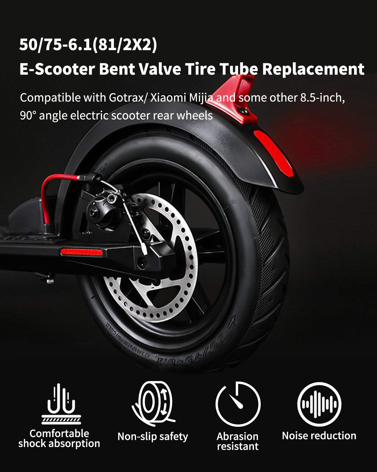 Walshen 8.5 Tire Tube with Bent Valve 50/75-6.1 for Gotrax/Xiaomi Electric Scooters - Durable Inner Tube Replacement (1 Set)