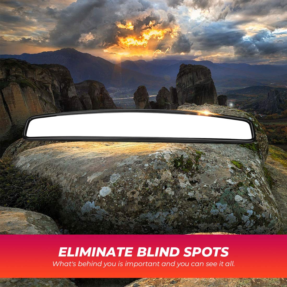 Kemimoto Utv Rearview Mirror, 15 Utv Race Convex Center Mirror With 3/4 1.75 Or 2 Clamps Compatible With Polaris Rzr Pro Xp R, Pioneer, Cfmoto Zforce, Can-Am Commander Maverick, 1000R 1000X