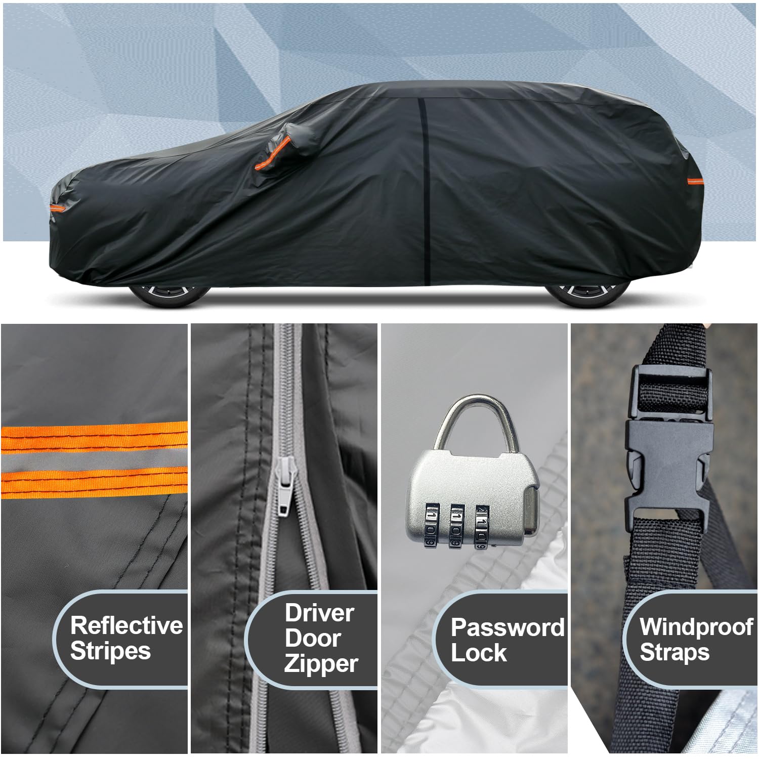 Kayme Station Wagon Car Cover For Automobiles All Weather Waterproof, Outdoor Sun Rain Protection, With Lock And Zipper, Univers