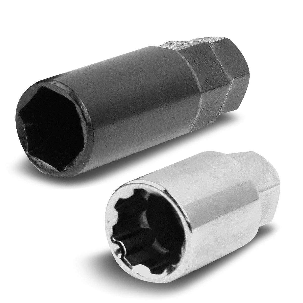 DNA MOTORING LN-ZTL-9016-15-BL 16Pcs M12 x 1.5 Closed End Wheel Lug Nuts + 4Pcs Lock Nuts + Key + Extension Adapter, 22mm OD/45mm Height, Bue Accents/Black Body