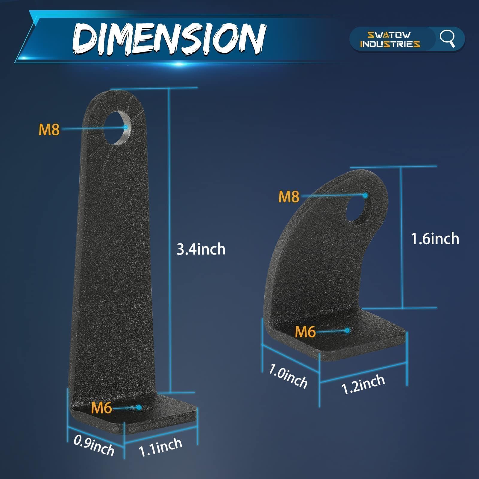 Swatow Industries 2 Pack Light Bar Mounting Brackets Single Row Light Bar Mounts Universal Side-Mounted Brackets Straight Or Curved Light Bar Brackets For Truck Jeep Utv Atv - 2 Years Warranty