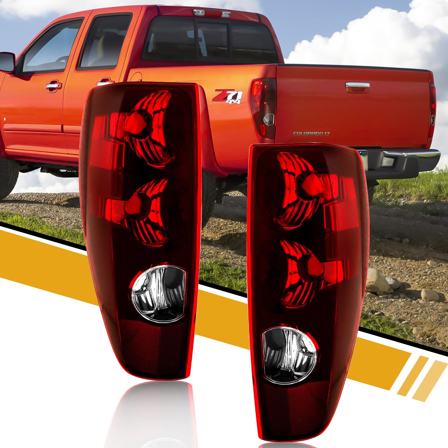 Cleryye Tail Light Assembly In Pair Compatible With Chevrolet Colorado & Gmc Canyon 2004-2012, Oe-Style Halogen Brake Rear Lamp 