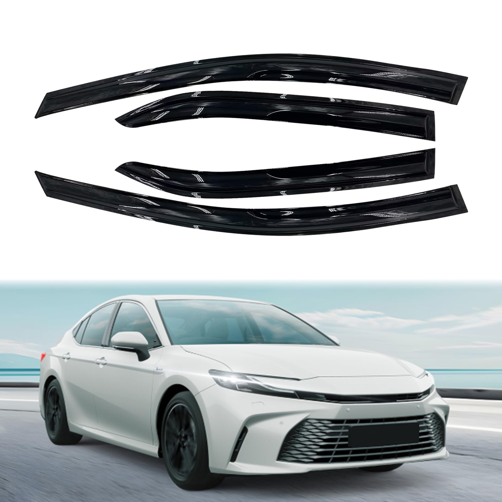 Sontian Tape-On Side Visor Deflectors - 4Pcs Rain Guards For Toyota Camry (2018-2024) Window Visors Accessories
