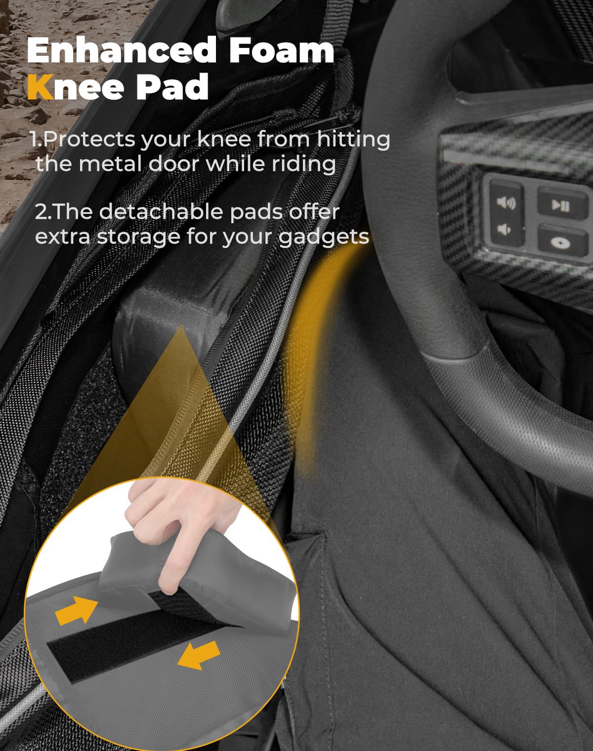 Kemimoto Pro Xp Front Door Bags Compatible With 2020-2024 Polaris Rzr Pro Xp/R/Turbo R Utv Storage Side Door Tool Bags With Knee