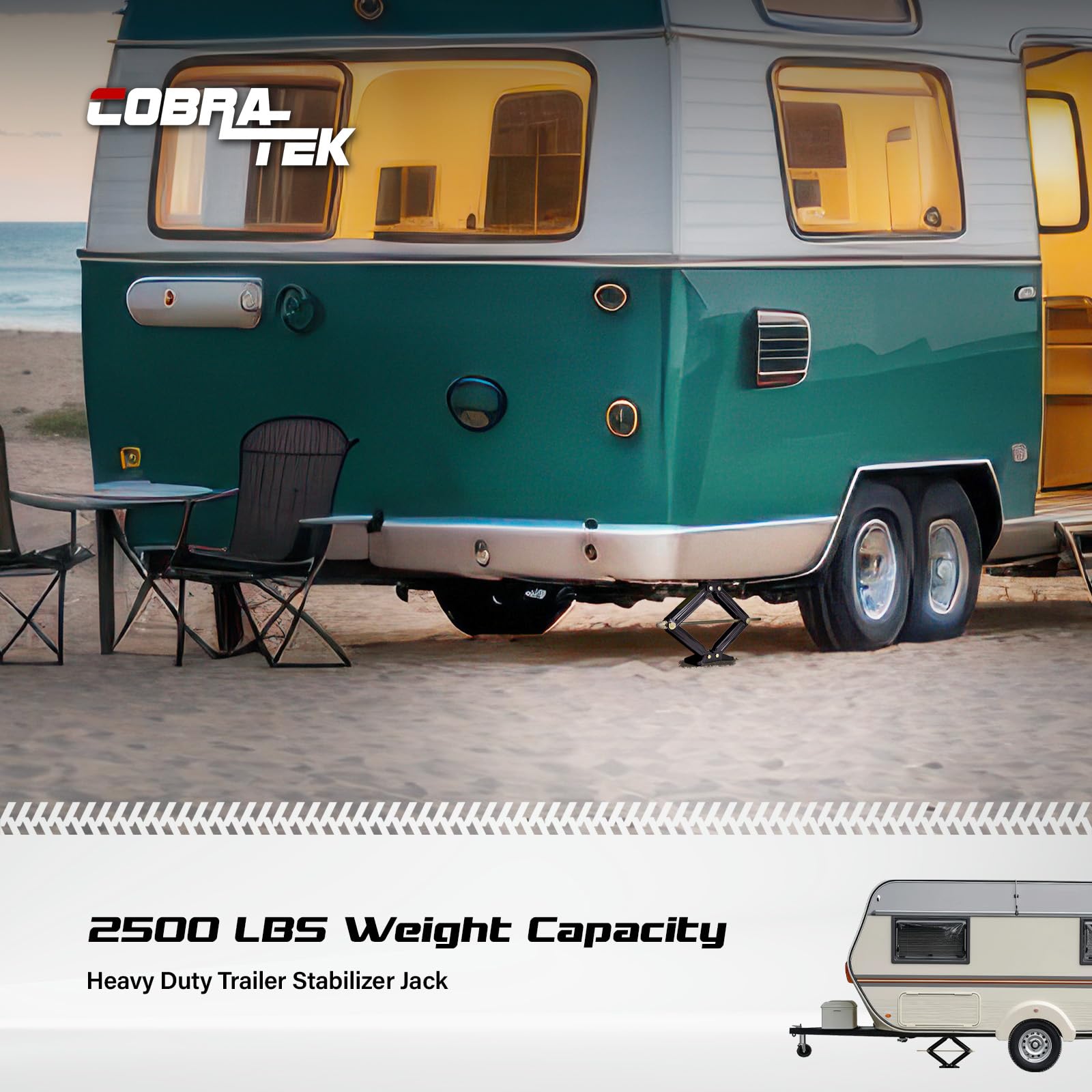 Cobra-Tek Universal RV Camper Travel Trailer Stabilizer Leveling Scissor Jack, Bolt-on or Weld-on, 2500 lbs Load Capacity, 24''
