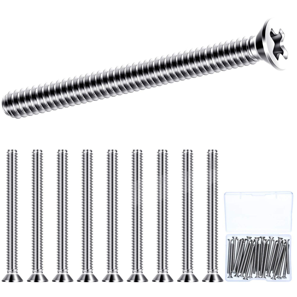 Extra Long Outlet Screws Long Electrical Outlet Screws Machine Screws Device Mounting Screws Electrical Outlet Extender For Fix Wonky And Sunken Outlets (50 Pieces,6-32 X 1-1/2 Inches)