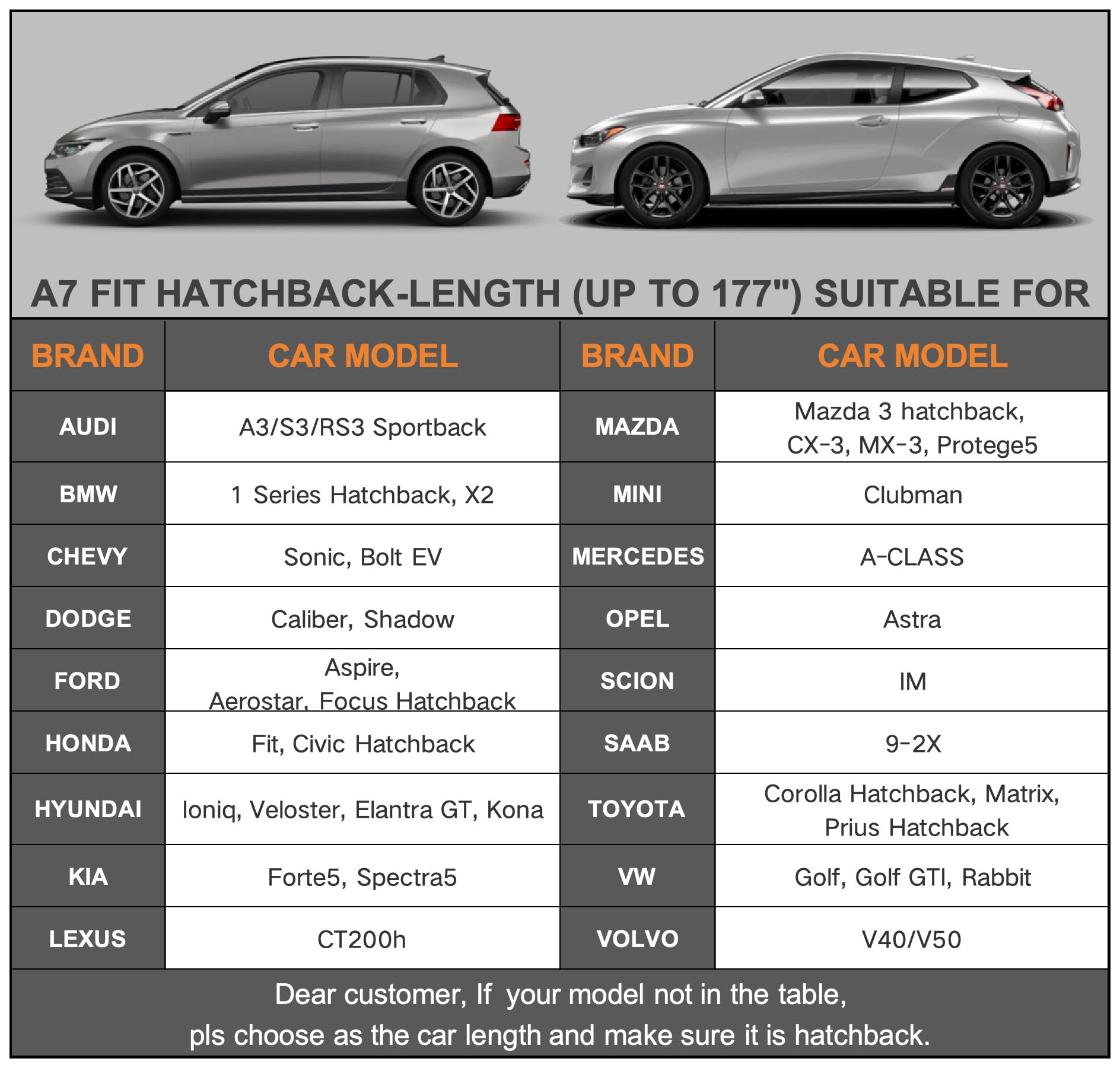 Kayme 7 Layers Heavy Duty Hatchback Car Cover Waterproof All Weather, Outdoor Snow Sun Uv Protection With Zipper For Automobiles