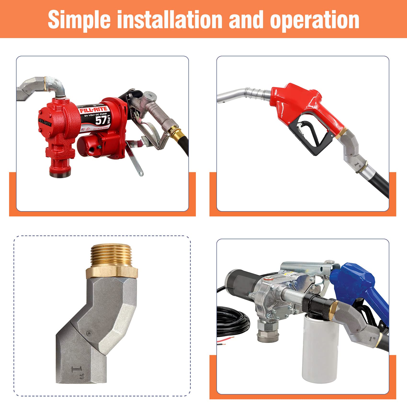 (1 Npt, 2Pcs) Fuel Hose Swivel 360 Rotating Connector For Fuel Transfer Pump Fuel Nozzle Multi Plane Fuel Plane Swivel