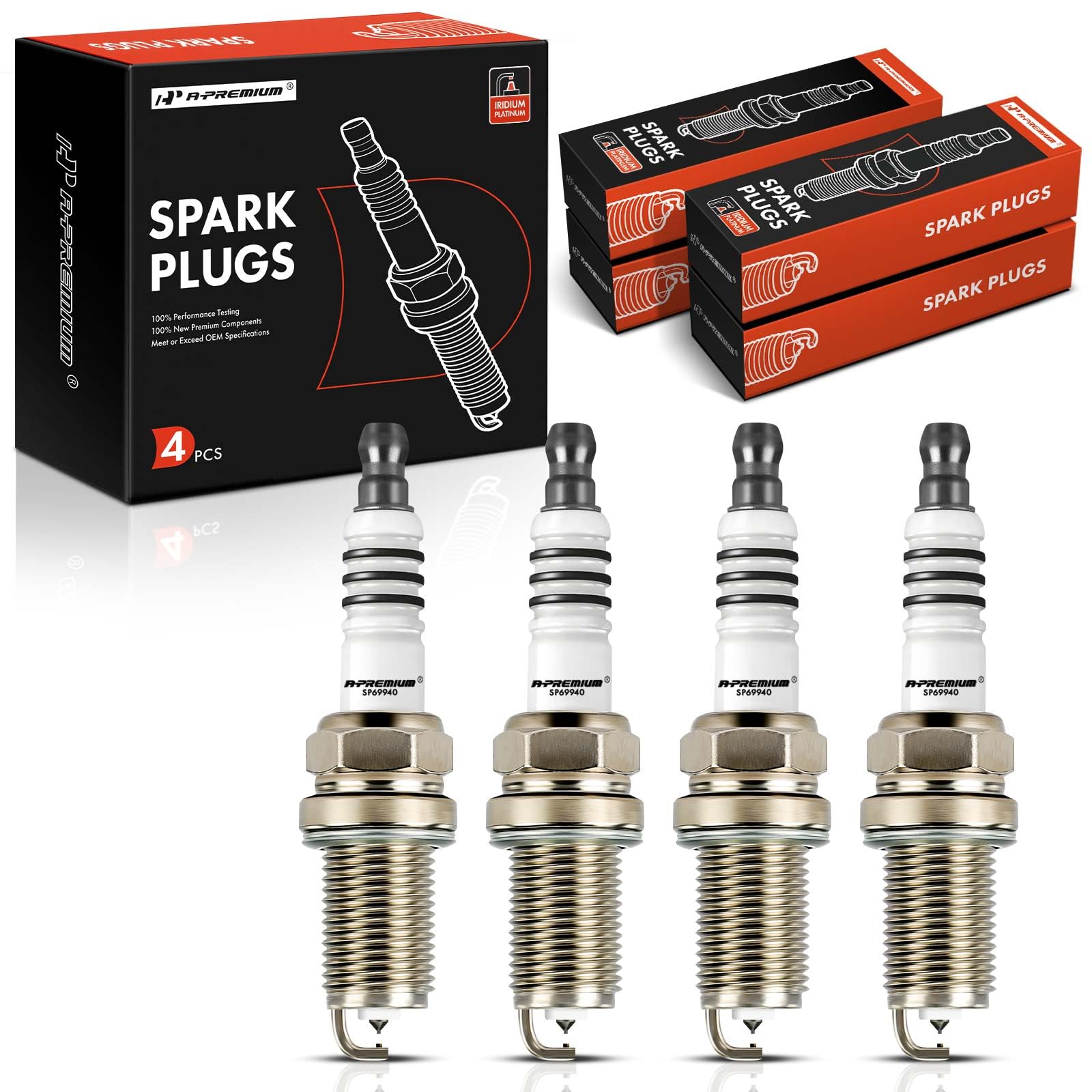 A-Premium Iridium Platinum Spark Plugs Compatible With Honda Cr-V Crv 2002-2009, Civic 2002-2005, Accord 2003-2007, Element 2003