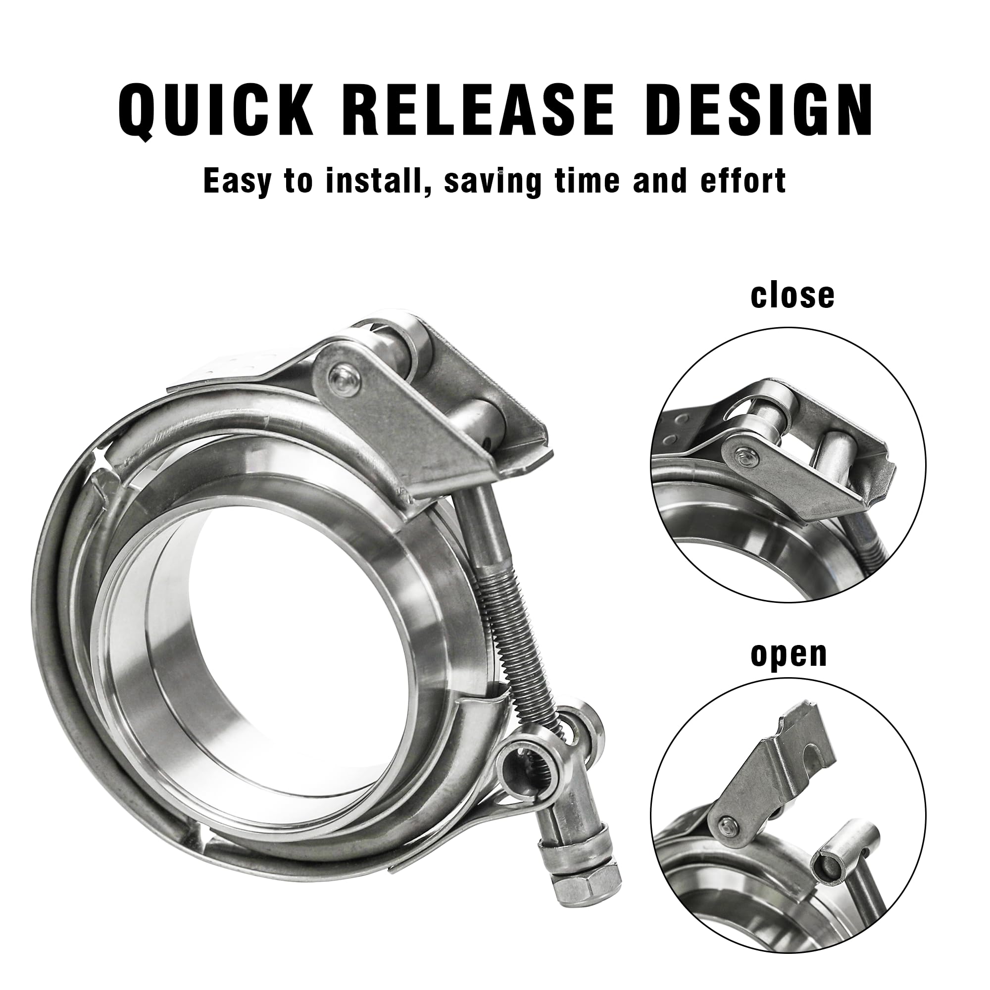 Wysiwyka 3 Inch Quick Release V Band Clamp With Female Male Flange-Stainless Steel_304 1 Pack