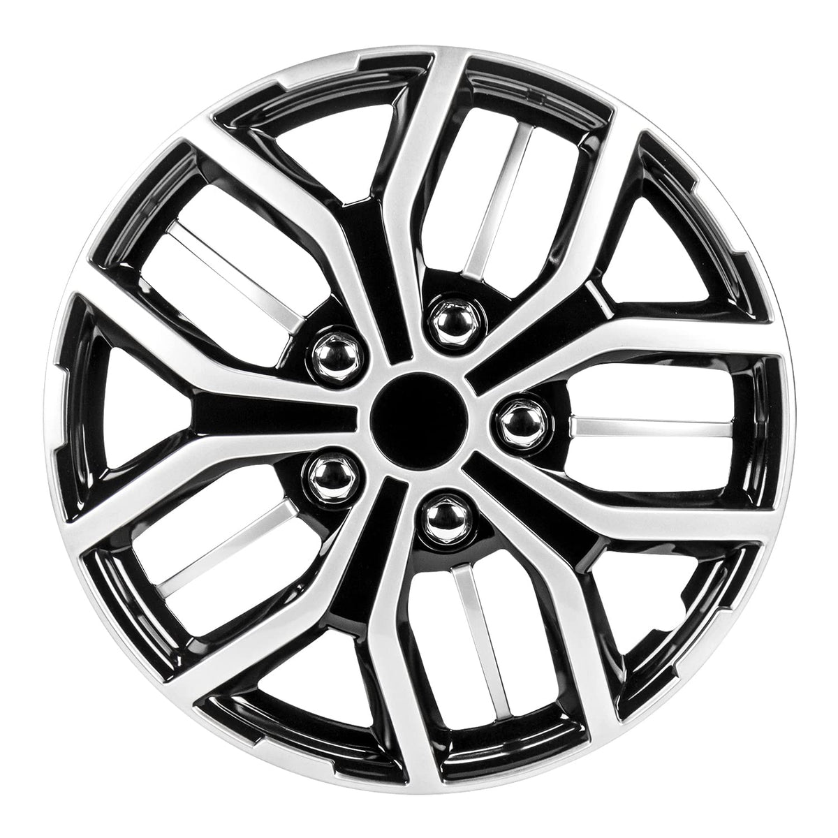Pilot Automotive Wh142-15S-B 15 Inch Super Sport Black & Silver Universal Hubcap Wheel Covers For Cars - Set Of 4 - Fits Most Ca