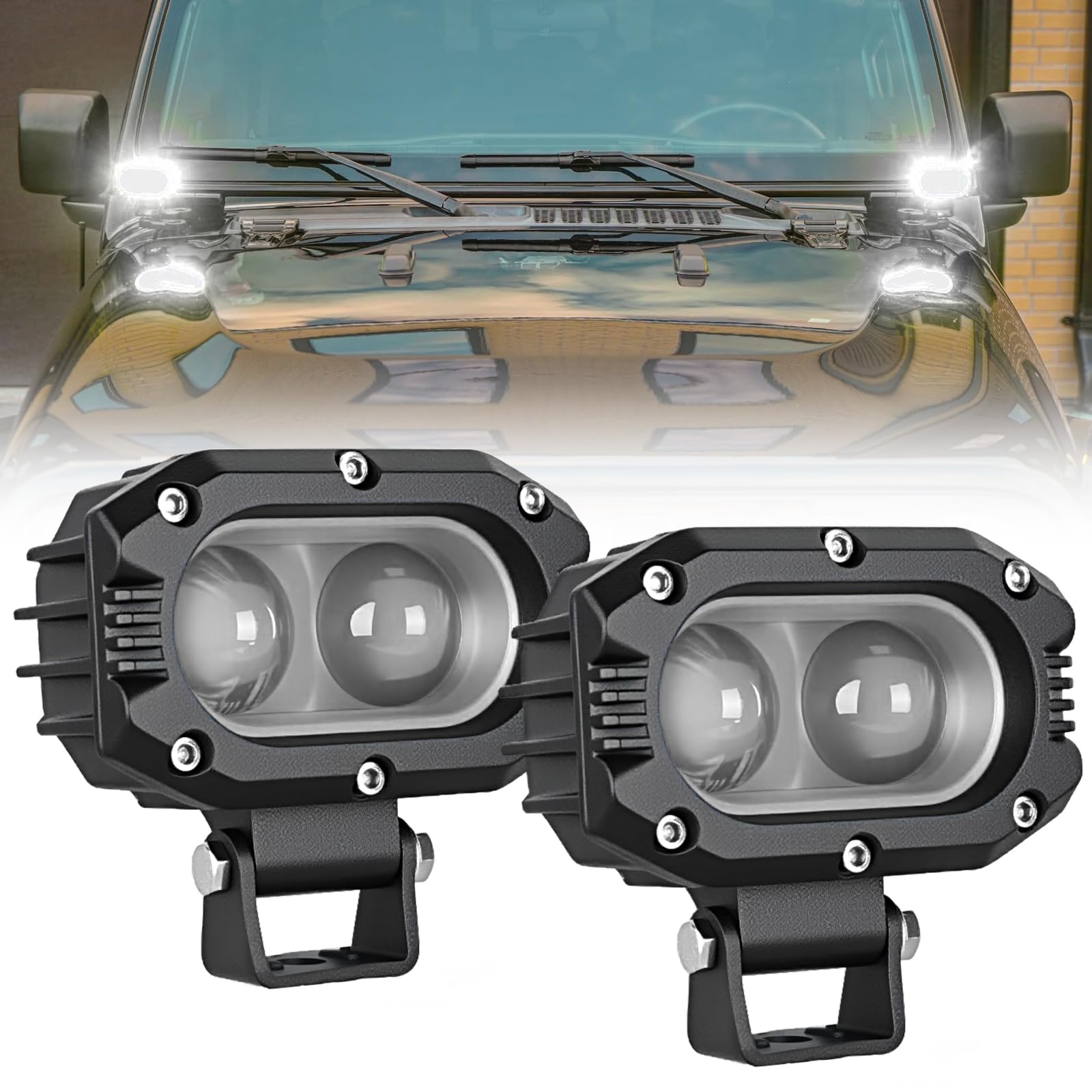 Nilight Led Pod Light 48W 4 Inch 2 Pcs White Spot Beam Driving Lights Led Pods Ip67 Waterproof Auxiliary Offroad Lighting For Tr