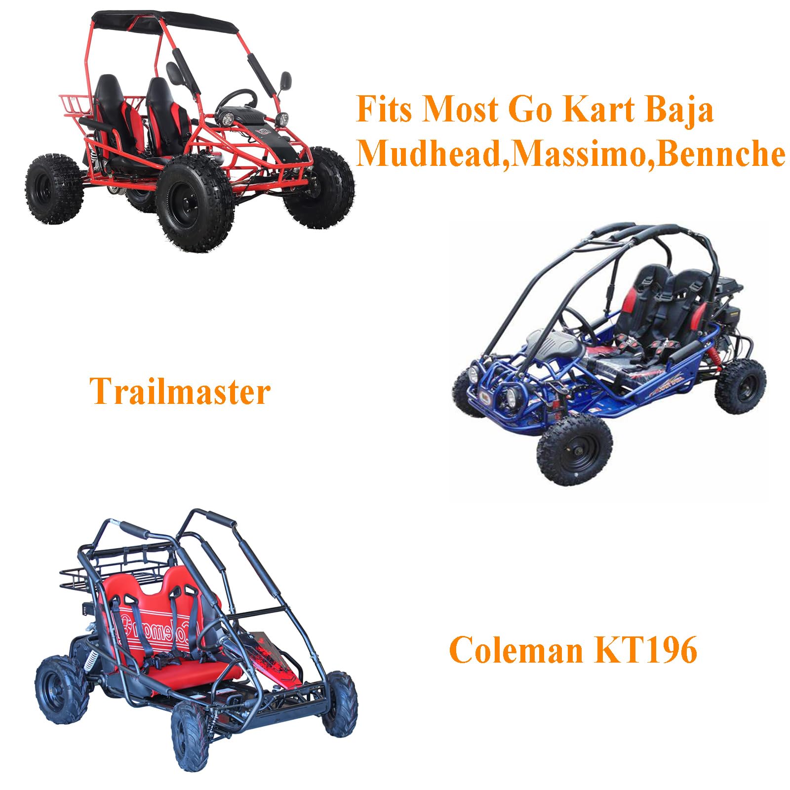 Chikia 2-seater Go Kart Cover 420D For Coleman KT196 Go Cart TrailMaster Baja All Weather Protection Waterproof Heavy Duty Dustp