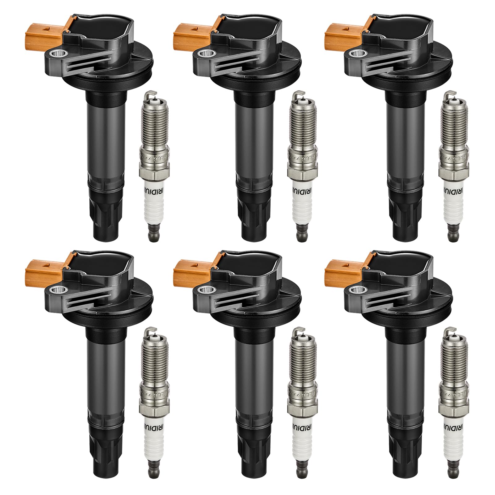 BDFHYK Ignition Coils UF646 and Iridium Spark Plug SP534 Compatible with Lincoln MKS MKT Navigator F-150 Transit-150 250 350 HD 