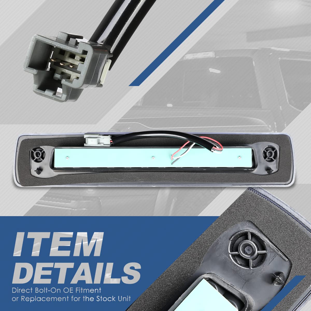 Auto Dynasty Dual Rows Led Black Housing High Mount 3Rd Third Brake Light Cargo Lamp Compatible With Chevy Colorado/Gmc Canyon 15-18