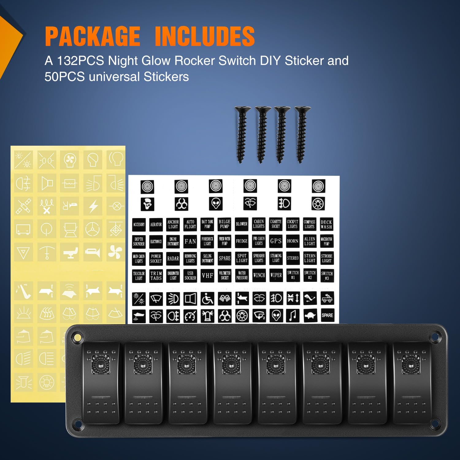 Nilight 8 Gang Rocker Switch Panel With Purple Led Light 5 Pin On Off Pre-Wired Rocker Switch Aluminum Panel Toggle Switch Panel