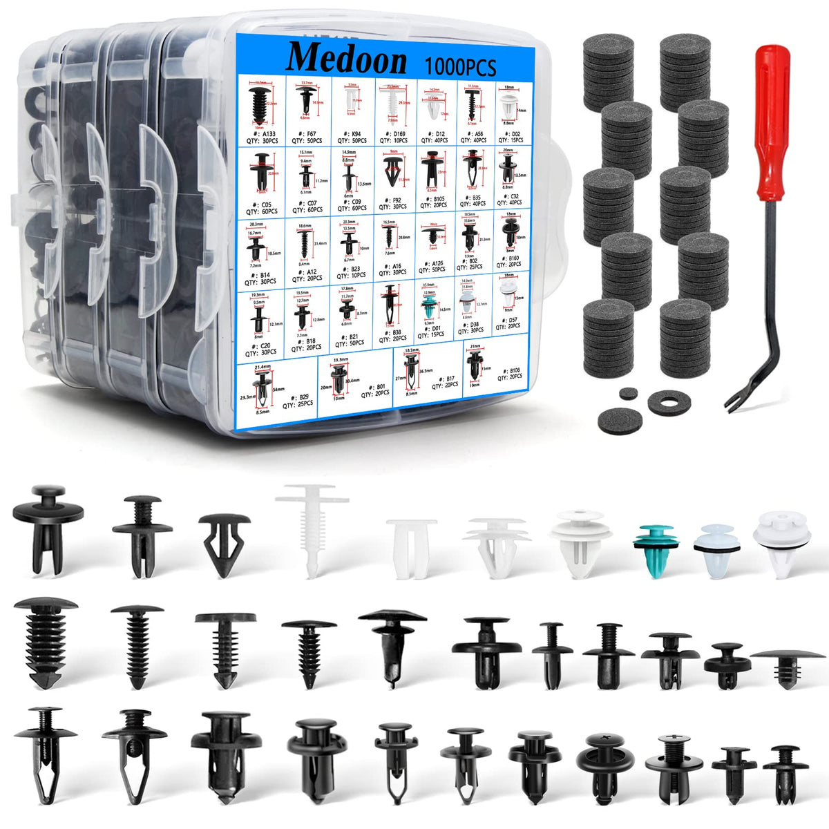 Medoon Car Retainer Clips 1101 Pcs Car Door Panel Trim Clips Kit 32 Most Popular Sizes Cars Body Kits 1 Pcs Fastener Remover For Ford Gm Toyota Honda Chrysler Bmw Benz Nissan Subaru Audi Mazda