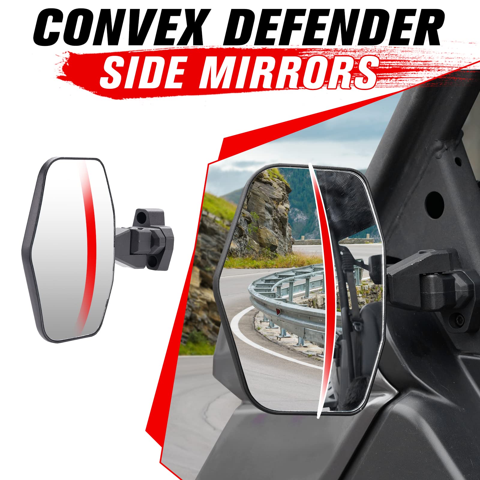 A & Utv Pro Rear View Mirror & Side Mirrors Kit For 2016-2024 Can-Am Defender Hd5 Hd8 Hd9 Hd10 Accessories, Adjustable Convex Br