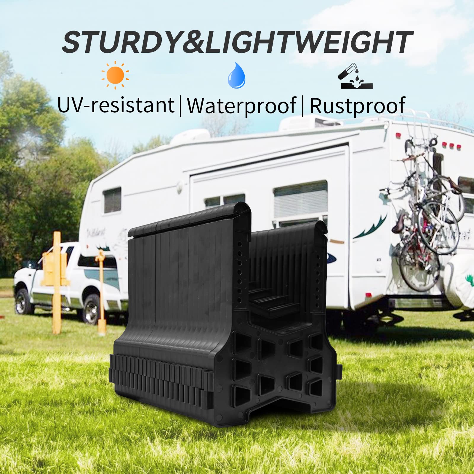 Rvmate Rv Sewer Hose Support 10 Feet, Plastic Septic Hose Support Black, Easy To Set Up, Help Dumping Quickly And Securely, Come