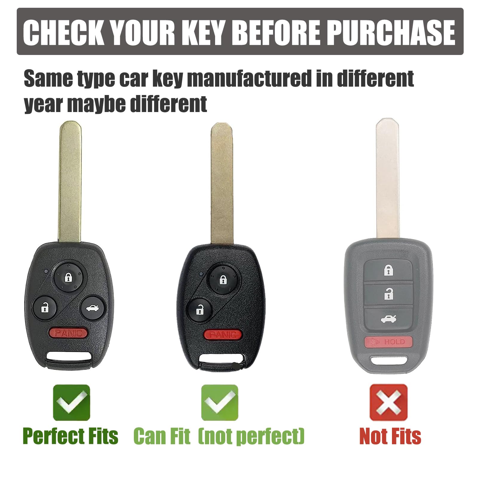 Gematay For Honda Key Fob Cover With Keychain Lanyard, Key Fob Protector Compatible With Honda 2003-2012 Accord /2006-2013 Civic