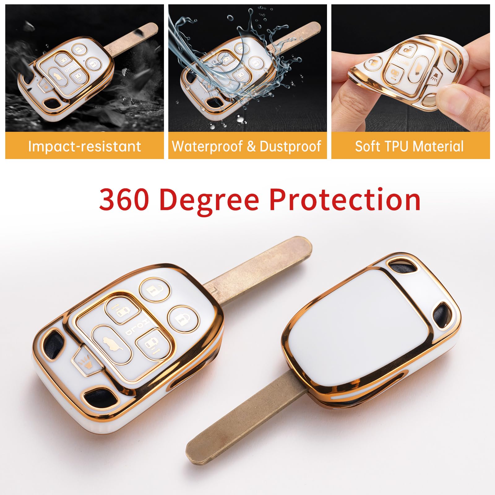 Gematay For Honda Key Fob Cover, Key Case Shell Compatible With Honda Odyssey 2011 2012 2013(N5F-A04Taa) Smart Key Protector