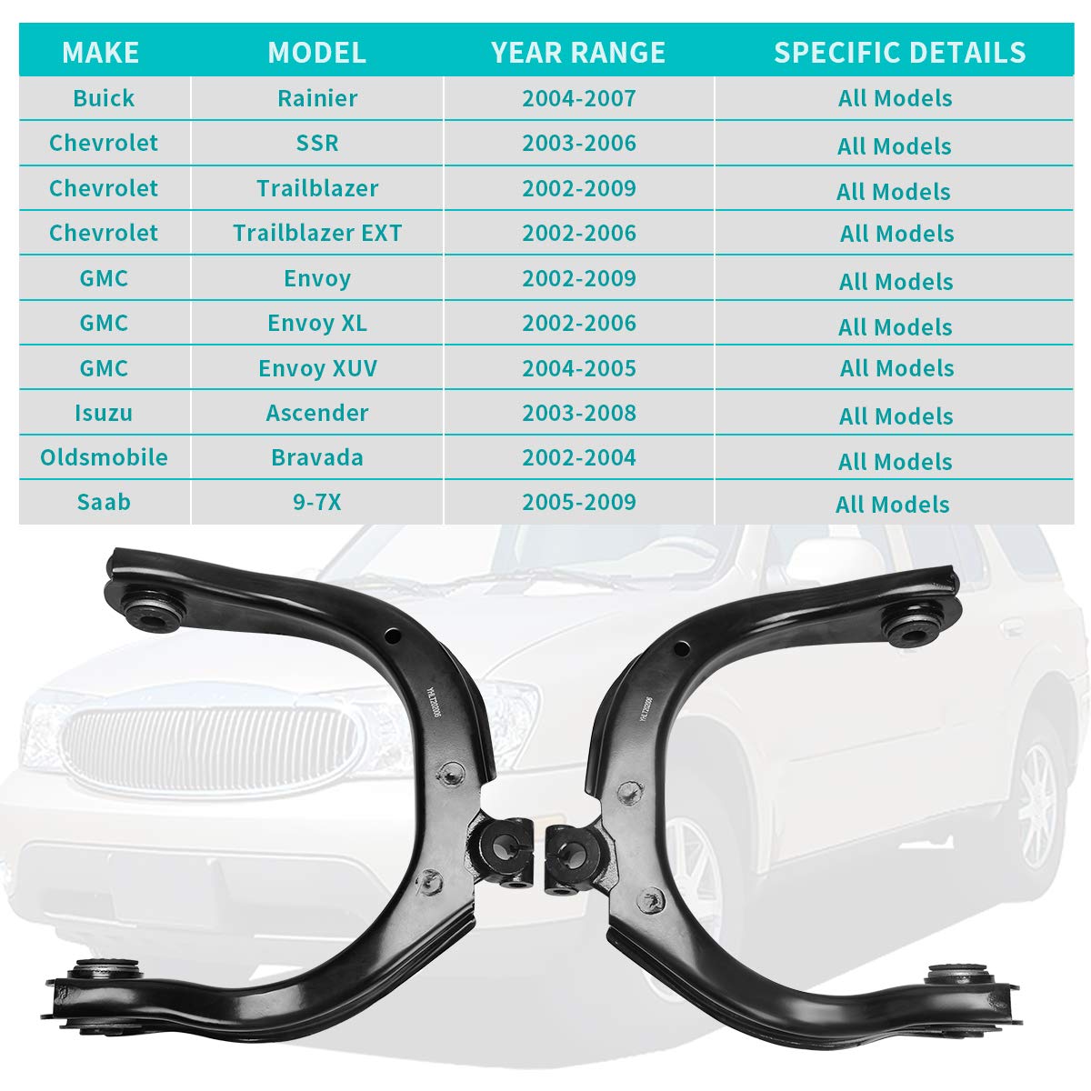 Yitamotor Front Upper Control Arm Kit Compatible With Chevy Ssr/Trailblazer 2002-2009, Buick Rainier 2004-2007, Gmc Envoy 2002-2