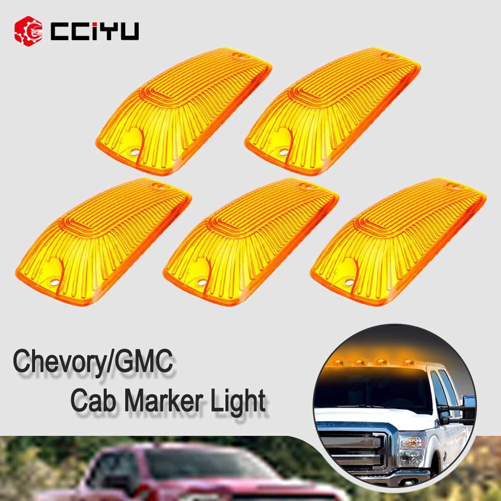 Cciyu Cab Marker Light 5X Amber Top Roof Running Light Cab Clearance Marker Cover Lens Cab Marker Assembly For 1988-2000 For Che