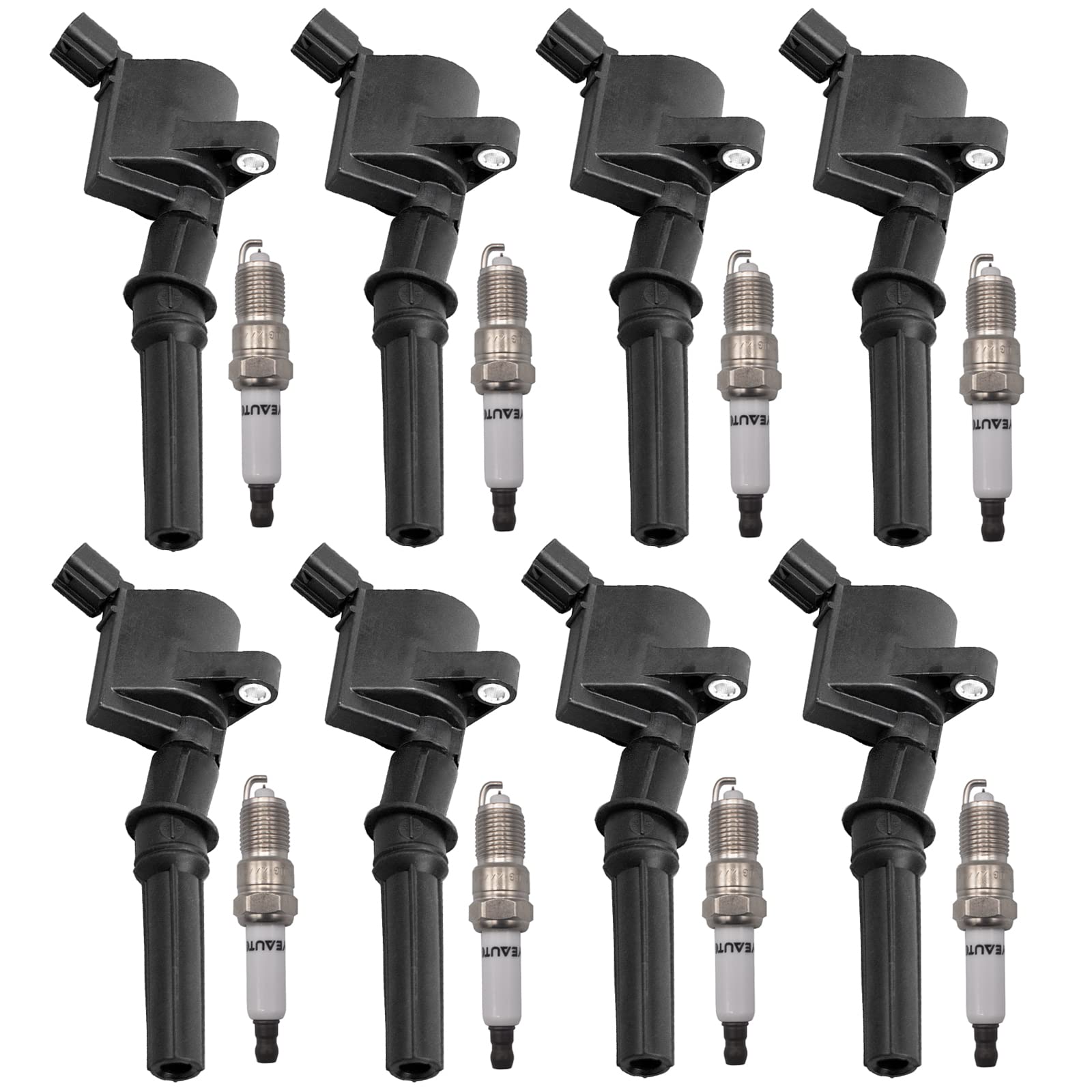OYEAUTO Ignition Coil Pack Iridium Spark Plug Pack DG508 Set of 8 Compatible with Ford Lincoln Mercury F150 F250 F350 E150 E250 