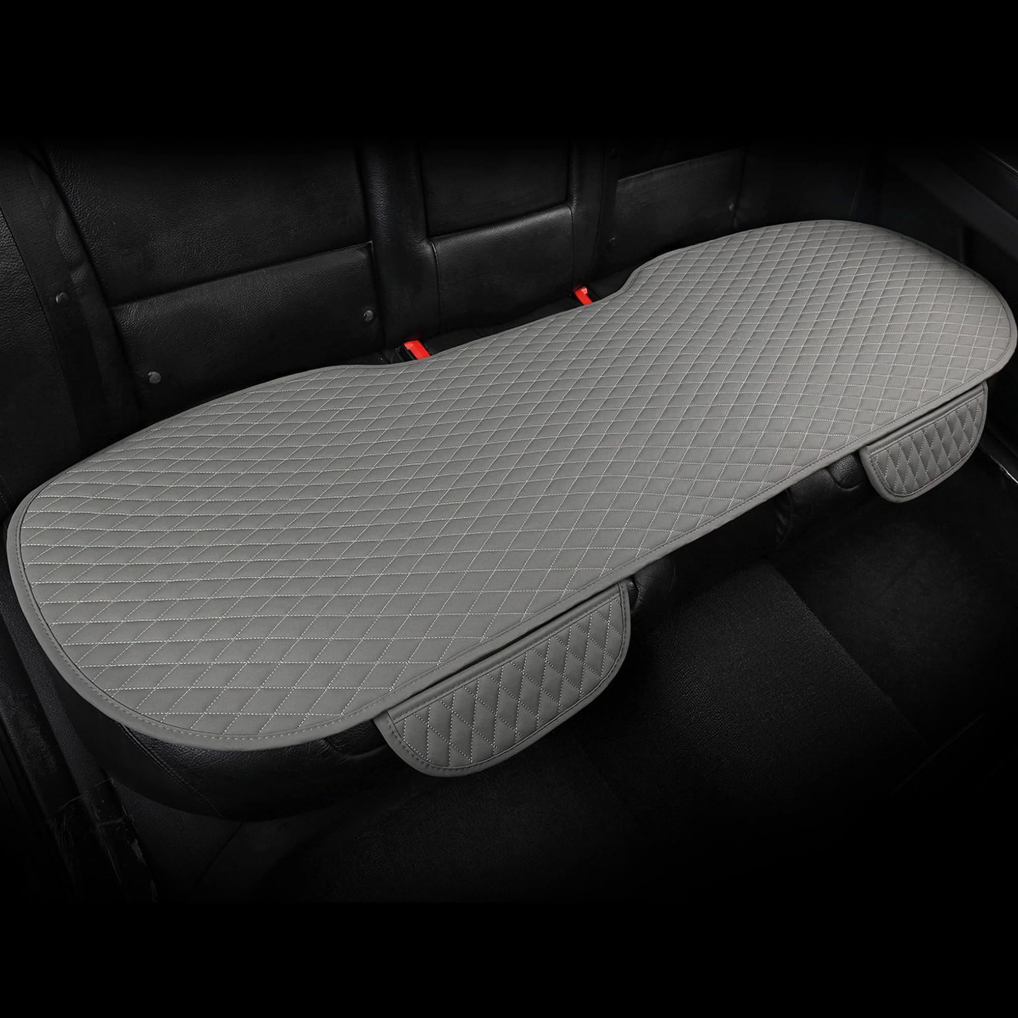 West Llama Pu Leather Car Seat Bottom Covers Protectors Include 1 Rear Bench Seat Cover Universal Fit 90% Vehicles,Gray