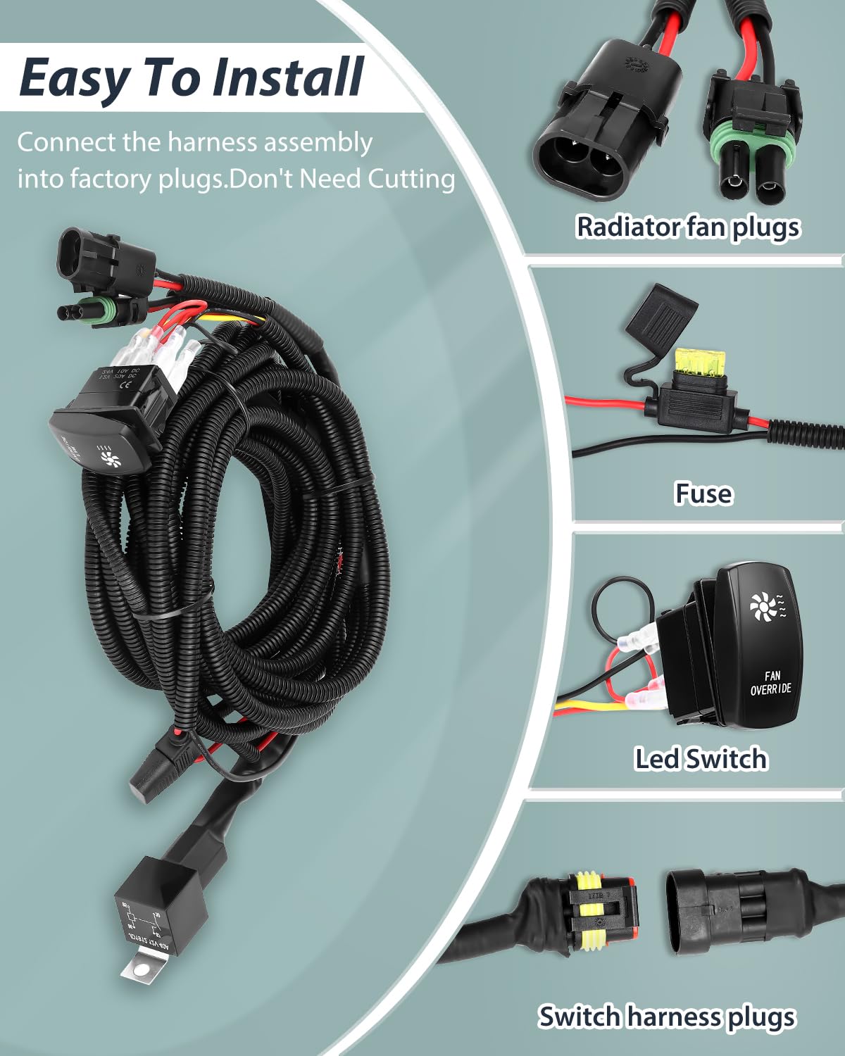 Goottan Atv Utv Fan Override Switch Kit Led Rocker Switch For Engine Cooling Fits For Polaris Rzr Ranger 800 900 Xp 1000 Can Am