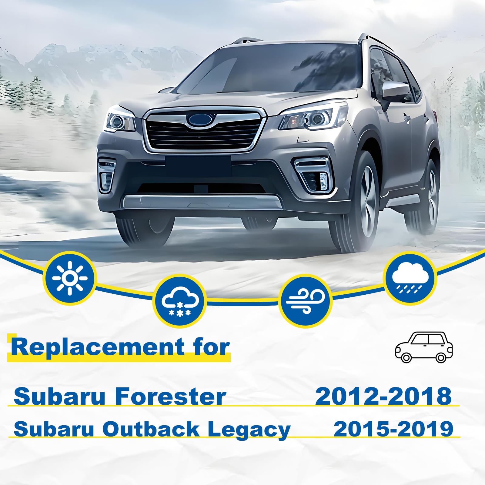 Hrsno 26''+17'' Windshield Wipers With 14'' Rear Wiper Blade Sets Automotive Replacement For Subaru Forester 2012-2018,Easy For