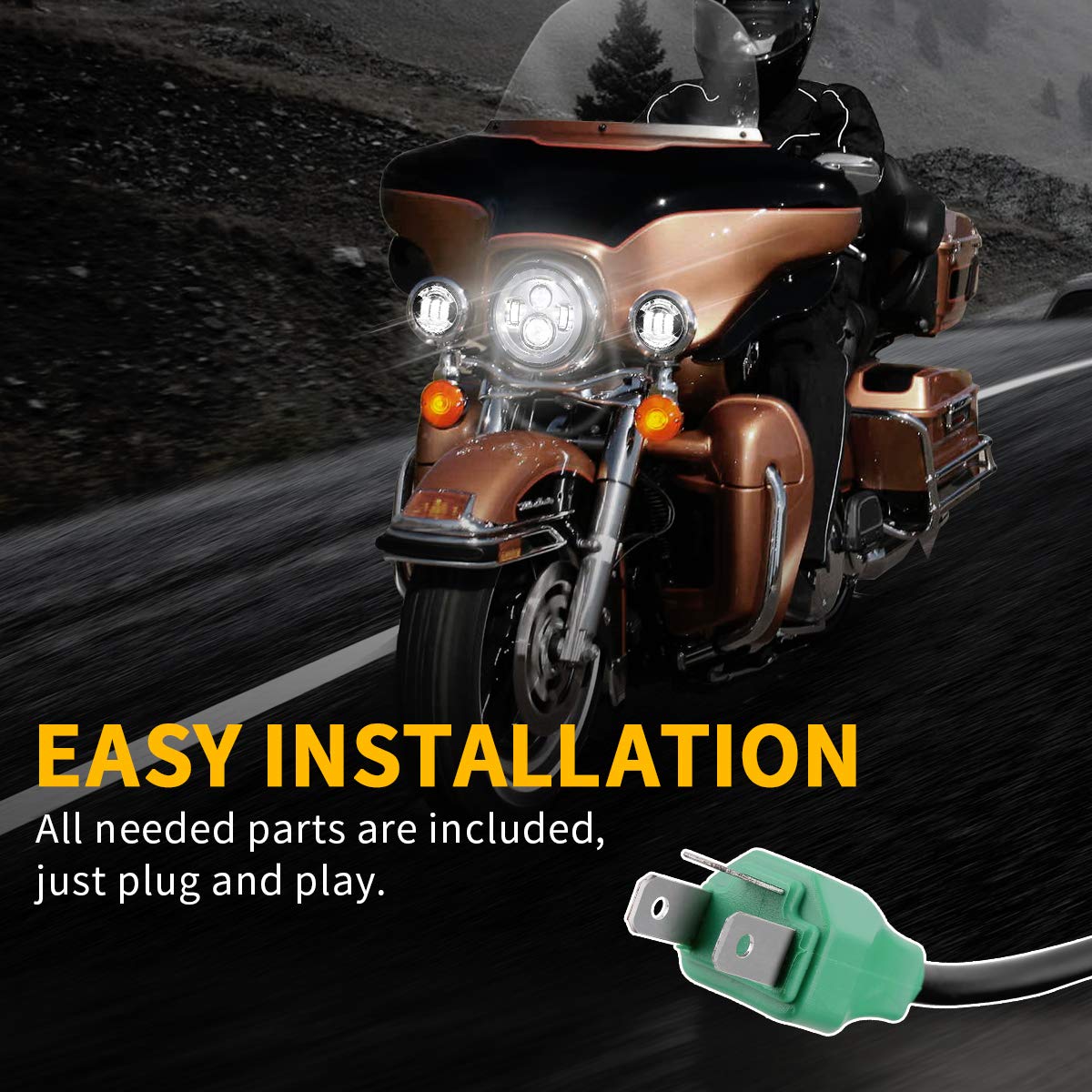 TRUCKMALL 7 Inch LED Headlight, 4.5'' Fog Passing Lights, Anti-Scratch Lens, for Touring Road King Ultra Classic Electra Street