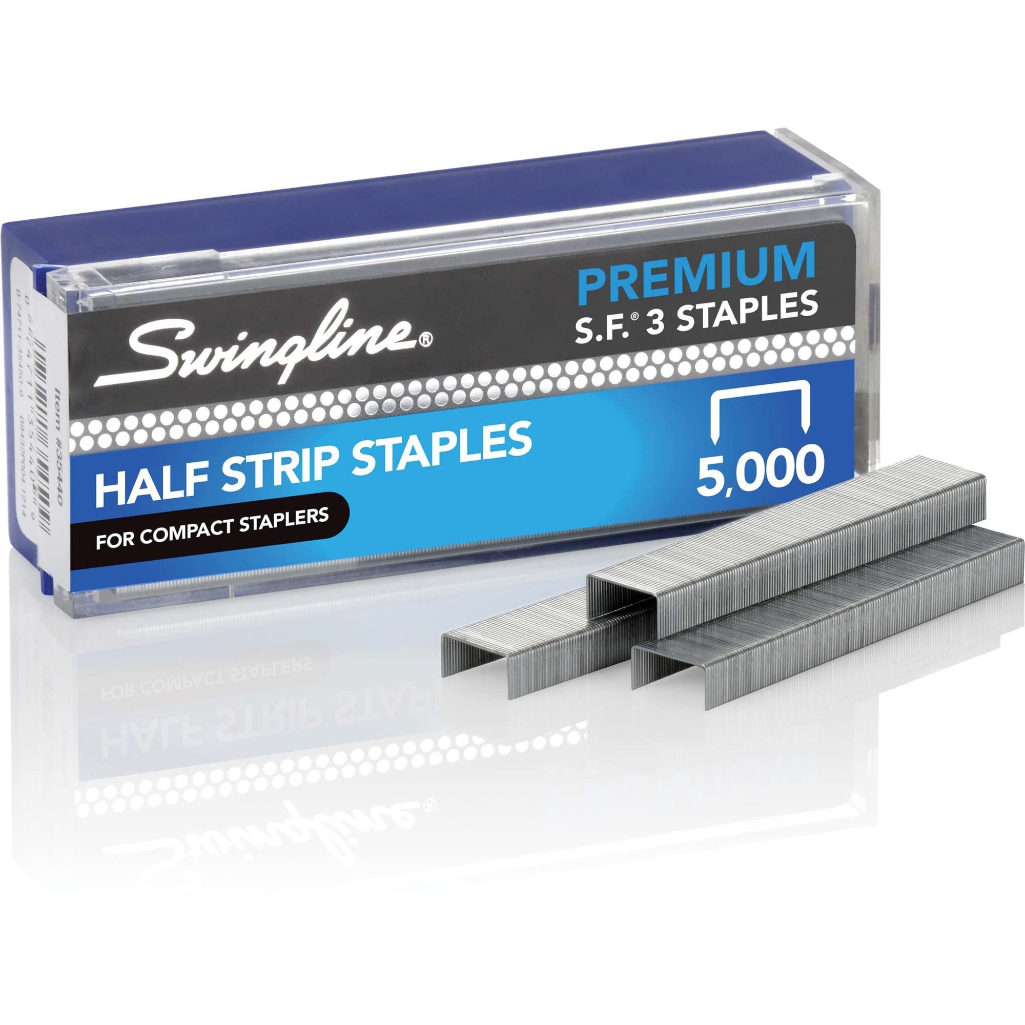Swingline Staples, S.F. 3, Premium For Desktop Staplers, 1/4'' Length, 105/Strip, 5000/Box, Jam Free, Half Strip (35440)