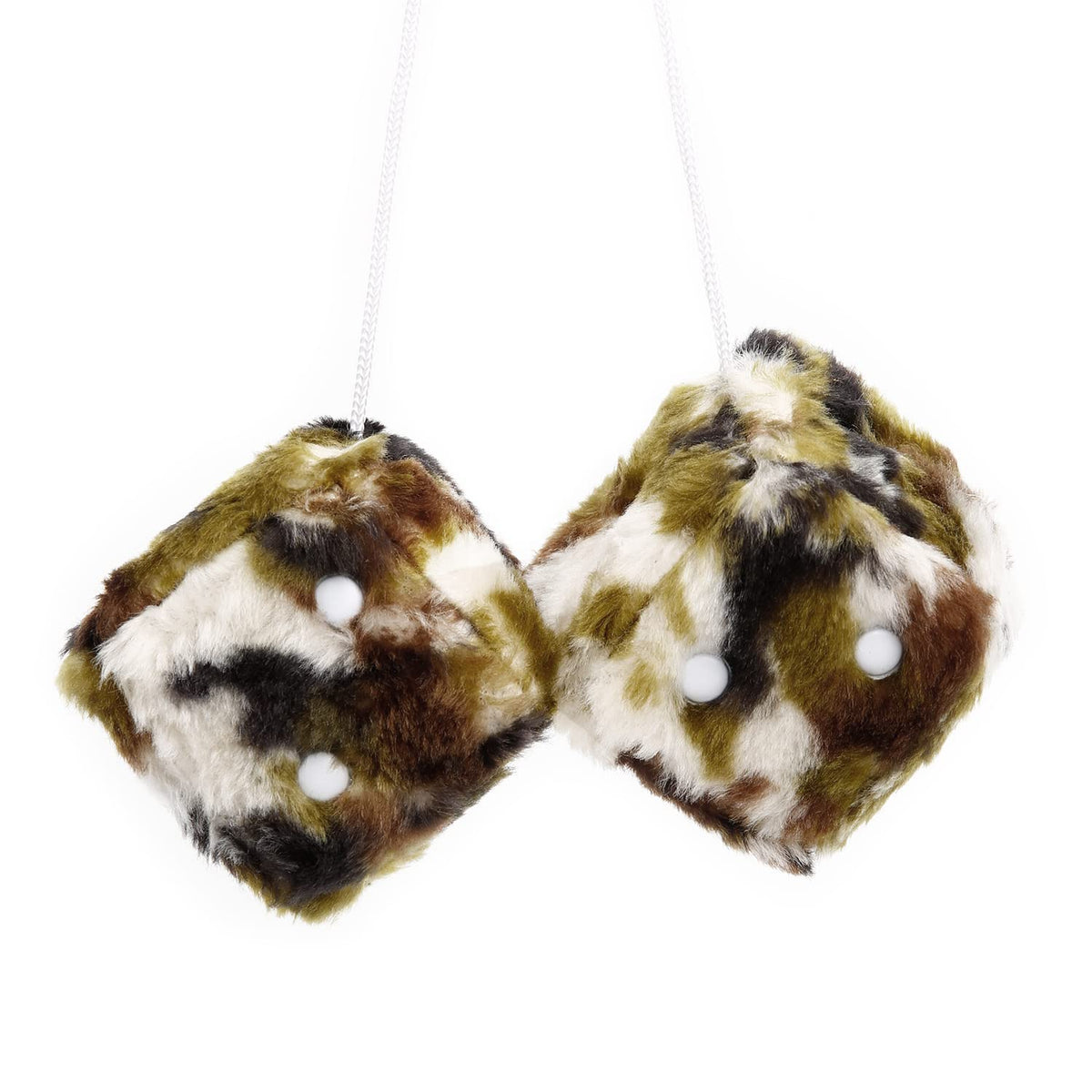 Ygmoner Camo Fuzzy Dice For Rear View Mirror, Pair Of 2.75 '' Plush Dice Retro Hanging Ornaments Car Interior Rearview Mirror De