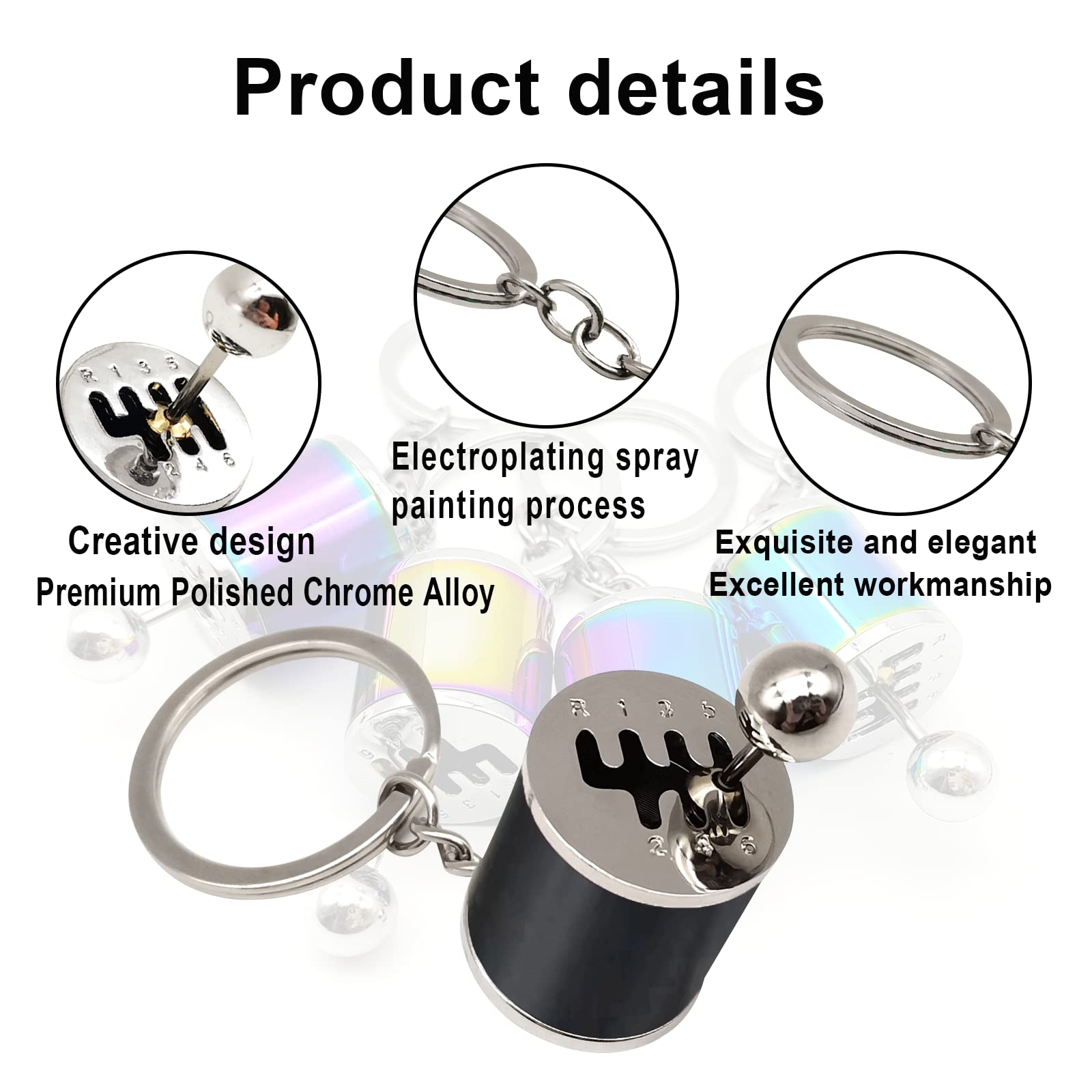 Stymart Shifter Gear Keychain, 6 Speed Gear Box Shifter Keychain Key Chain Ring, Mini Car Gear Shift Stick Knob Keyring, Car Key