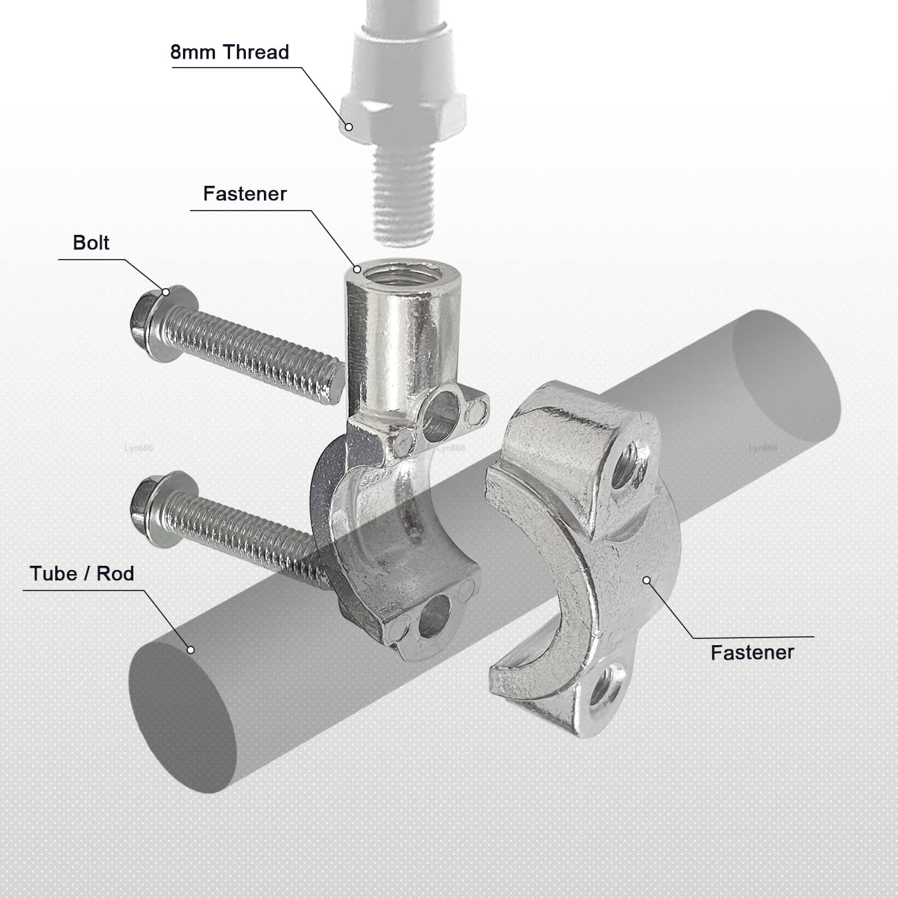 Motorcycle 7/8'' Handlebar Mirror Mount Holder Clamp Adaptor 8Mm Thread For Motorcycles Atv Scooter Silver(Pack Of 2)