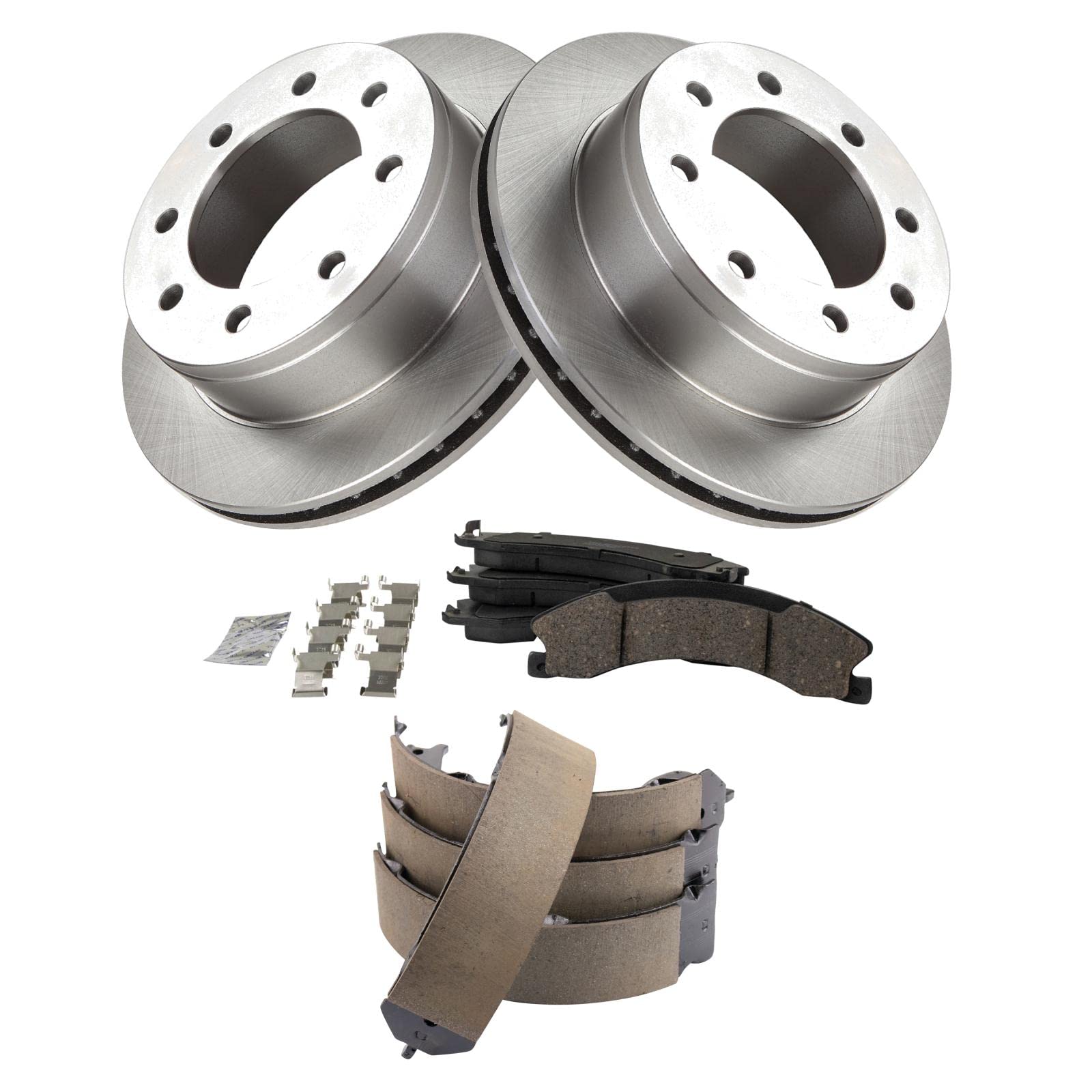 Trq Rear Brake Pad & Rotor Kit Ceramic Compatible With 2009 Gmc Savana 3500