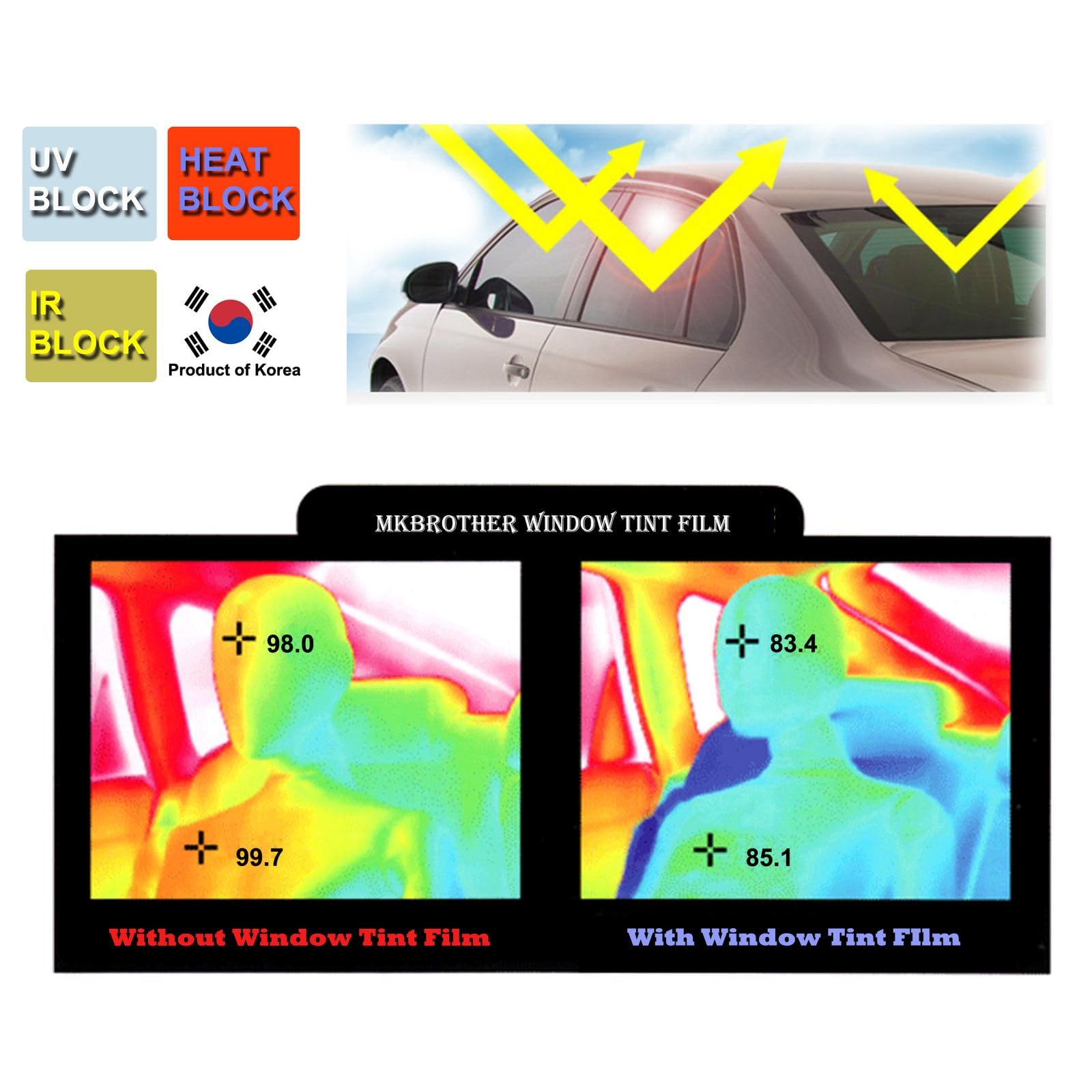Mkbrother Car Window Tint Film - 35% Vlt 24 '' In X 10 ' Ft (24 '' X 120 '') Roll, Uv & Heat Blocking, Scratch Resistant, Privac