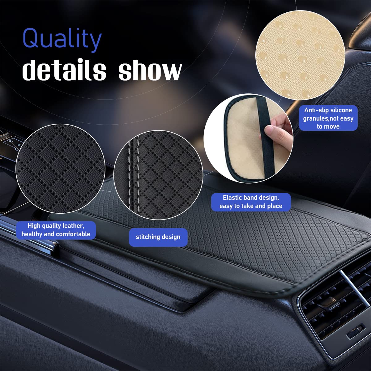 Ziciner Car Center Console Armrest Pad, 12.6X 7.2 Inch Pu Leather Waterproof Auto Armrest Seat Box Cover Protector, Universal Ca