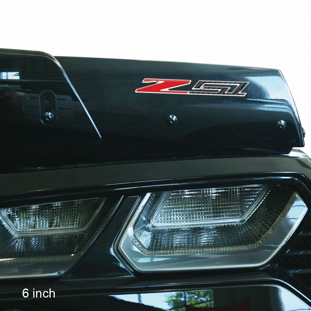 C6, C7, C8 Corvette Z51 Badge Emblem Domed Decal - Carbon Fiber Look w/Chrome Trim for 2005-2024 Corvettes (6 inch)