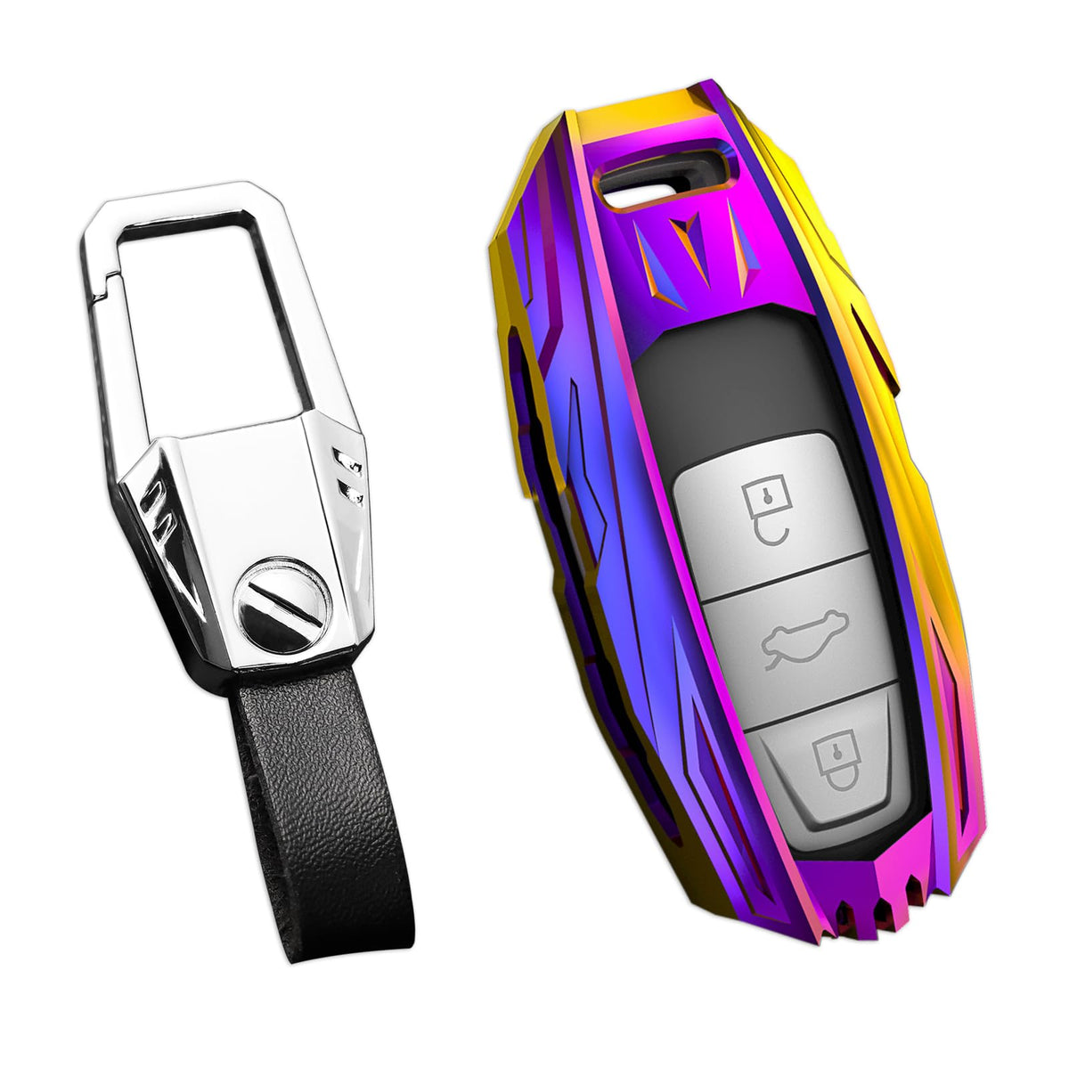 Ocezbiis For Audi Key Fob Cover,Keychain,Zinc Alloy Protection Car Key Case Compatible With Audi Smart Remote Keyless Entry Keys
