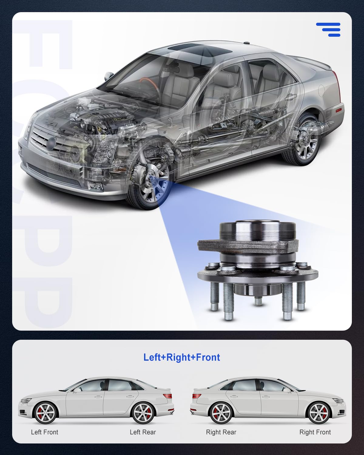 ECCPP Replacement for Wheel Bearing Hub 513315 Hub Bearing Assembly Hub Assemblies Front Axle 5 Lugs for Chevrolet Cruze ECO, Ch