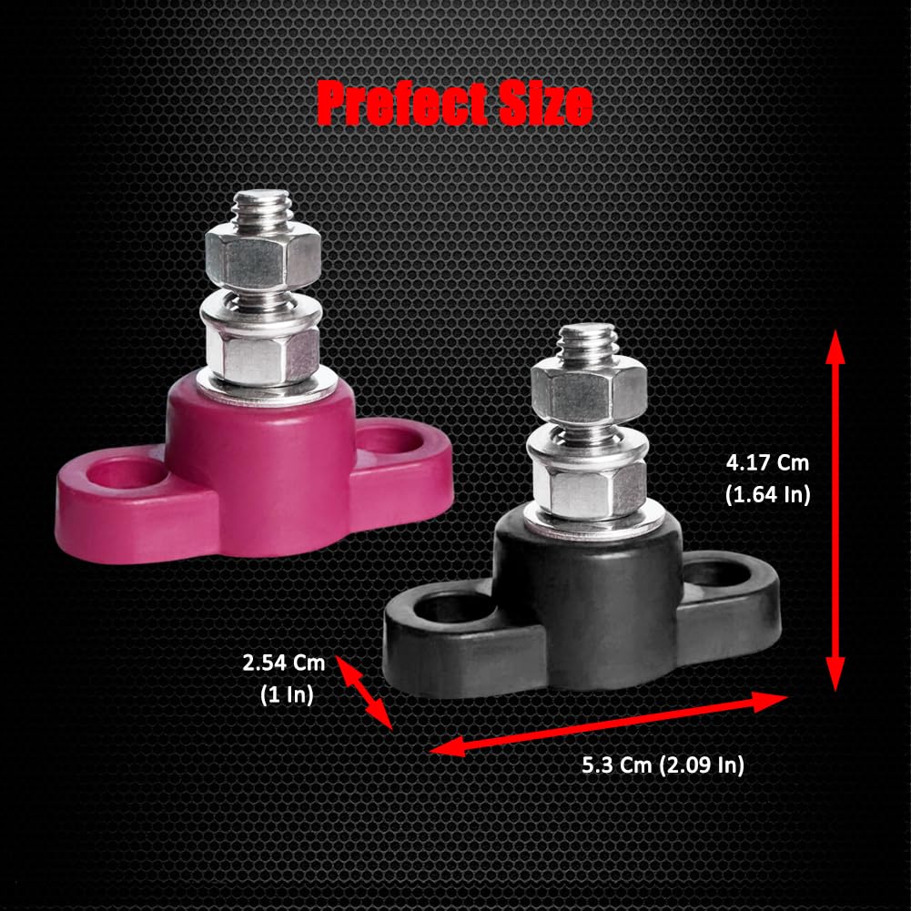 Ampper 5/16'' Single Stud Battery Junction Posts Block, Heavy Duty Power And Ground Junction Block Power Distribution Studs Term