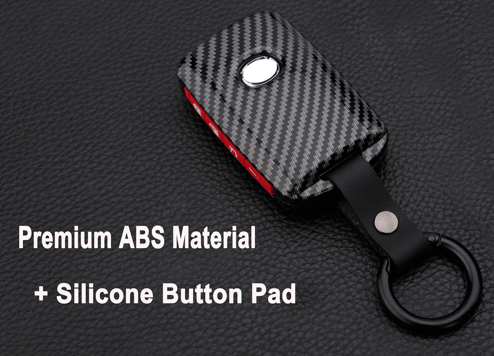 Key Fob Cover Case Fit For 2019-2021 Mazda 3, Mazda 3 Hatchback, Mazda Cx4 Cx5 Cx8 Cx9 Cx-30, Mazda 6 Wazske11D01 Keyless Entry Remote Case Holder Abs Carbon Fiber Pattern (Red)