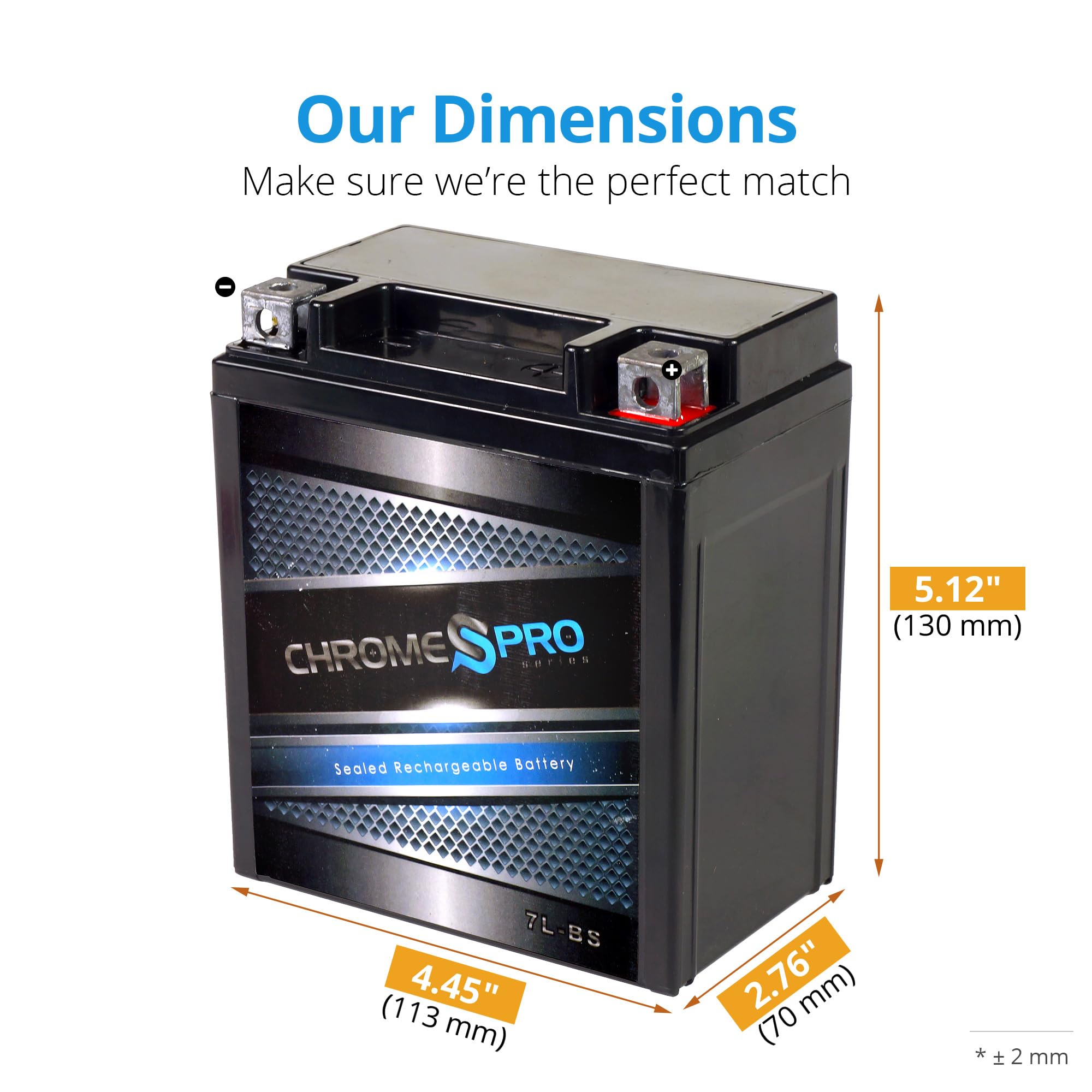 Chrome S Pro 7L-Bs Maintenance-Free 12V 7Ah Battery Replacement For Atv, Motorcycle, Jet Skis, Scooter, Utv, And More - Nut And