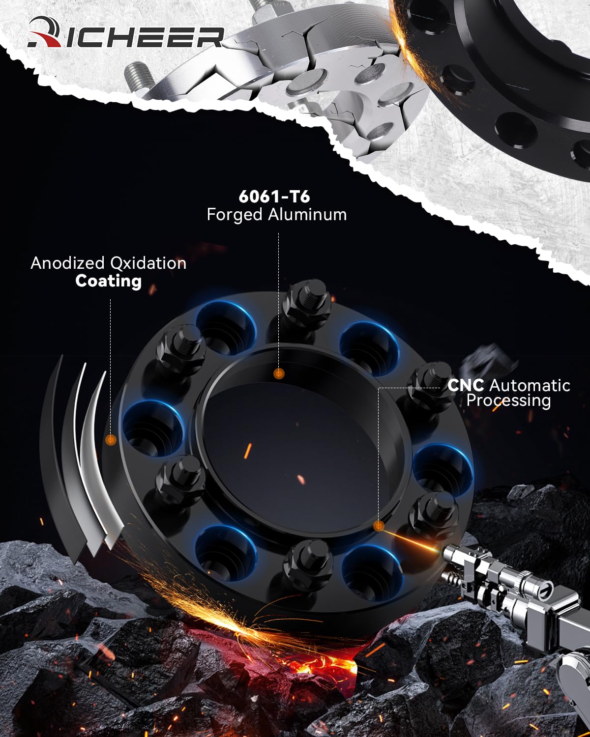 Richeer 6X5.5 Hub Centric Wheel Spacers For Tacoma 4Runner Tundra Fortuner Ventury Gx470 Gx460 With Extend Lug Nuts, 4Pcs 1.25 I