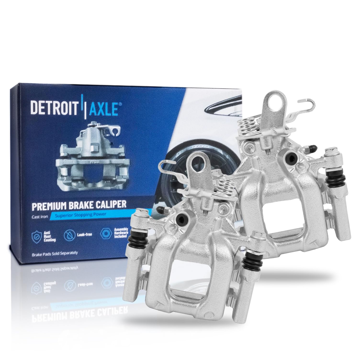 Detroit Axle - 2pc Rear Brake Calipers for Volkswagen Jetta Golf Passat Eos GTI Beetle for Audi A3 Quattro Disc Brake Calipers w